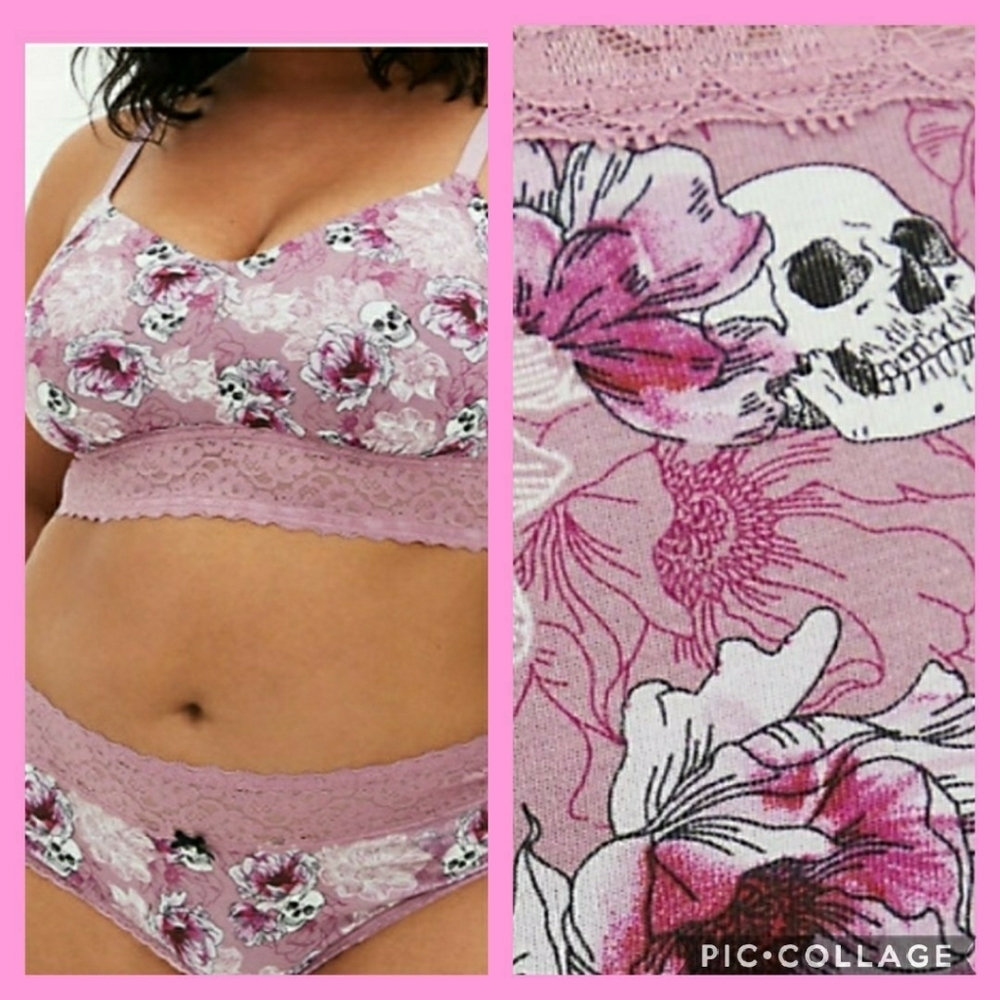 🆕SET - ☠️SKULL☠️ FLORAL LACE COTTON BRALETTE SET - MIXED SET